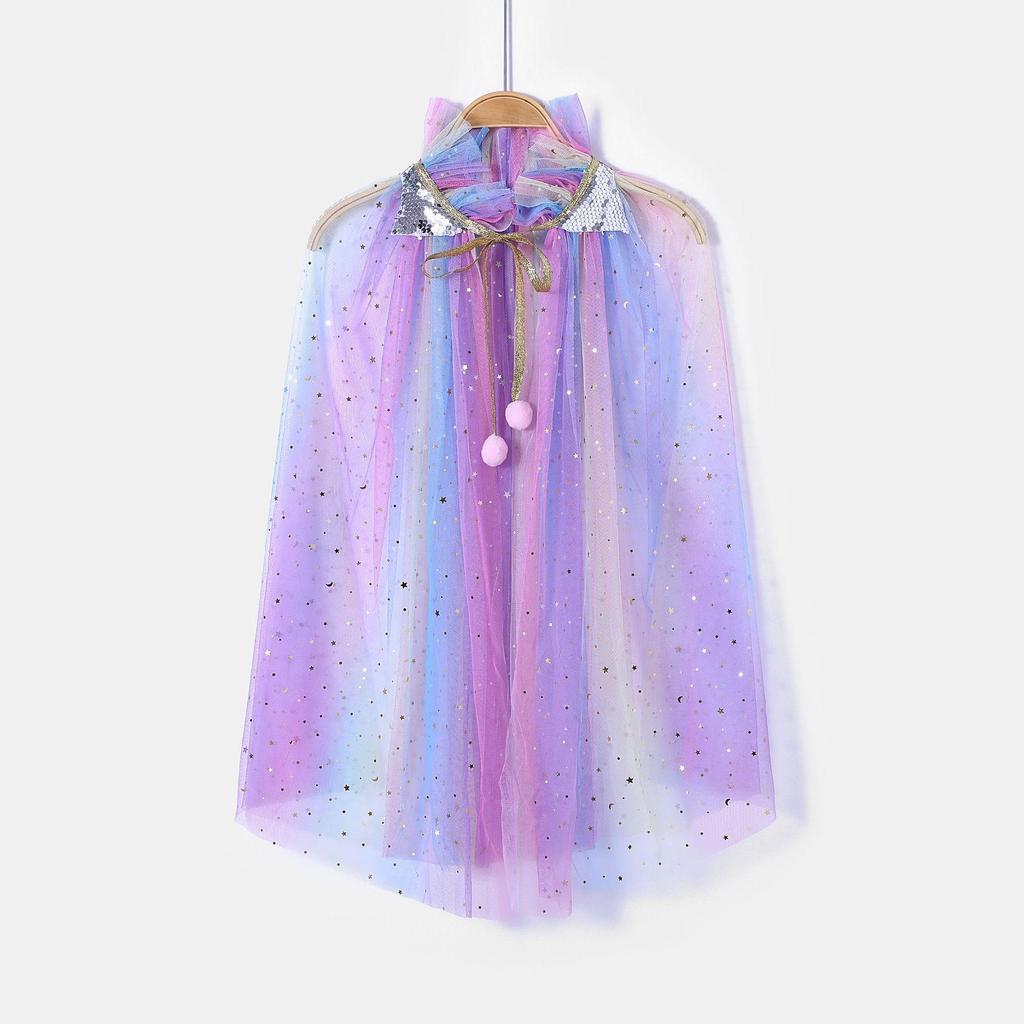 Elsa Frozen Princess Snowflake Cape for Kids - Birthday & Stage Performance Veil