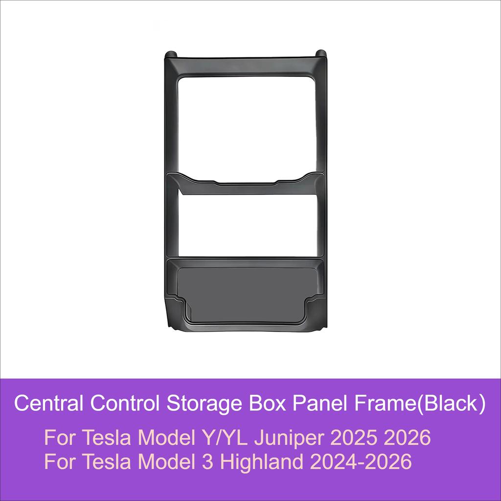 For Tesla Model Y Juniper Model3 Highland YL 2025 2026 Central Control Storage Box Panel Frame Glasses Case Auto Car Accessories