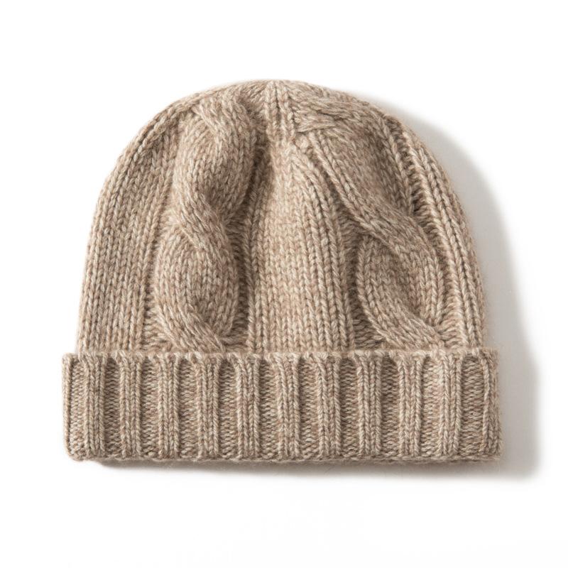 Cashmere hat winter thickened men's and women's cashmere cap knitted headgear cold cap versatile twist outdoor riding cap