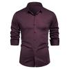 Spring Autumn Men's Long Sleeve Shirts Solid Color Square Collar Smart Casual Shirt Men Daily Anti-Pilling Fashion Dress Blouse