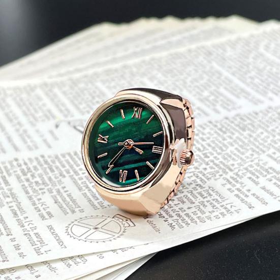 Часы с круглым зеленым циферблатом и эластичным ремешком из нержавеющей стали, элегантные мужские и женские часы для пар, кольцо на палец, подарок на день рождения, модные аксессуары