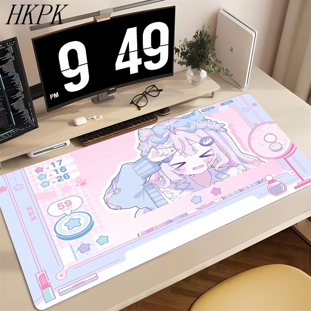Аниме Кавайные Девушки Игровой Коврик для Мыши Розовый Компьютерный Офисный Большой Геймерский Нескользящий Расширенный Коврик для Клавиатуры Коврики из Натурального Каучука Xxl