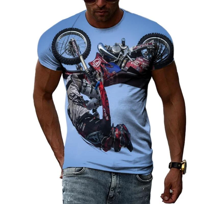 Новая модная крутая 3D футболка с рисунком мотокросса для мужчин, летняя трендовая хип-хоп футболка в стиле Харадзюку с принтом, рисунок мотоцикла O Colla