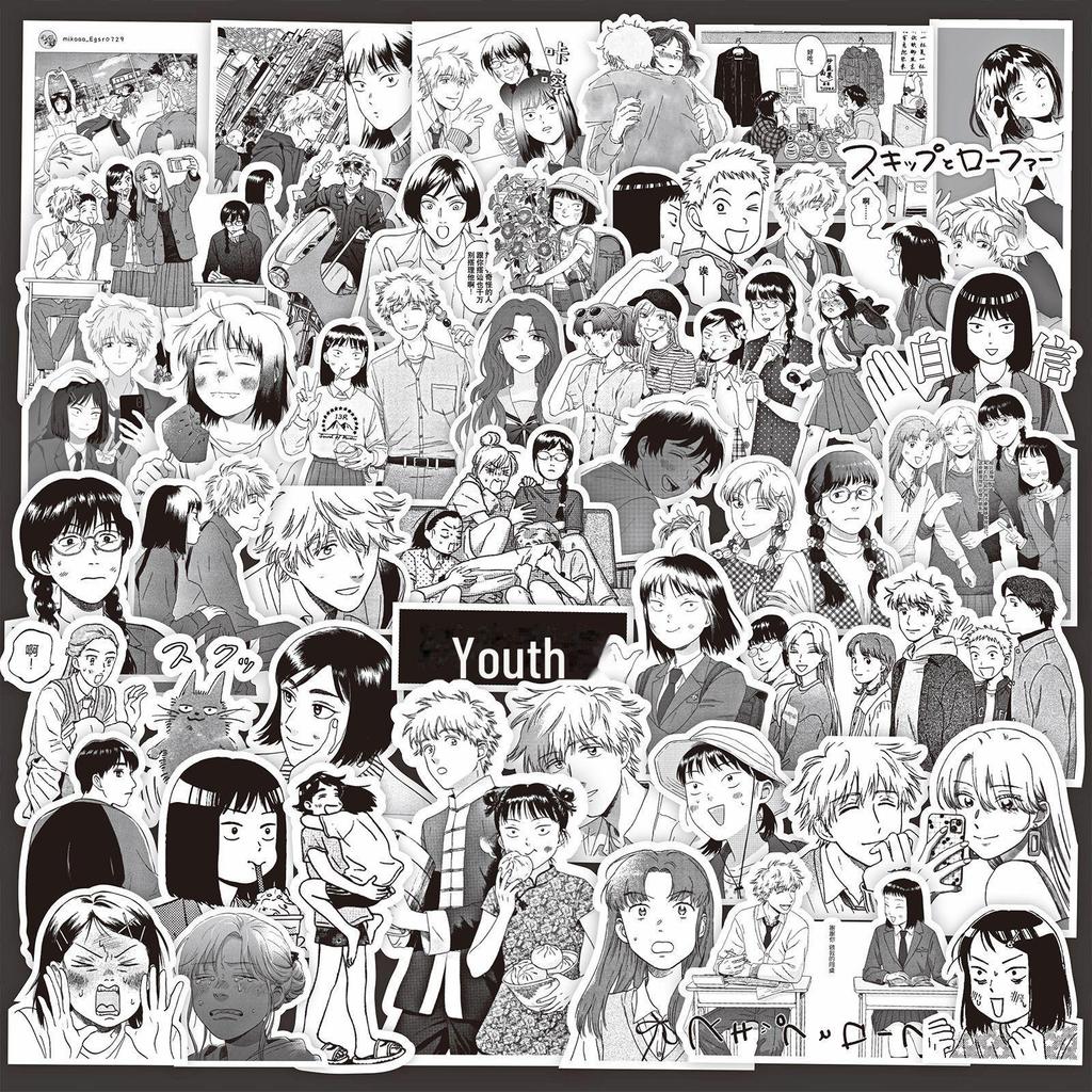 1000 черно-белых аниме-наклеек: Demon Slayer, One Piece и многое другое для украшения блокнота