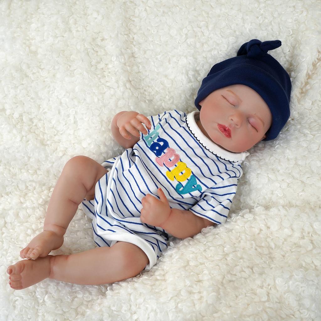 Реалистичные 19-дюймовые куклы-мальчики Reborn, LOULOU, полностью виниловое тело, закрытые глаза, имитация куклы, ручная работа, расписанные волосы, куклы Rebirth для детей от 3 лет