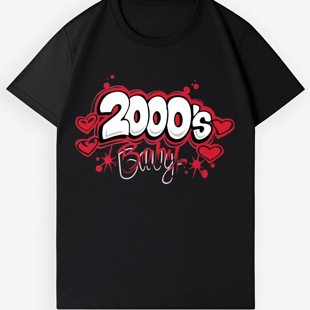 Винтажная стираная хлопковая футболка 2000-х Baby Ретро Эстетика Y2K Графическая повседневная футболка
