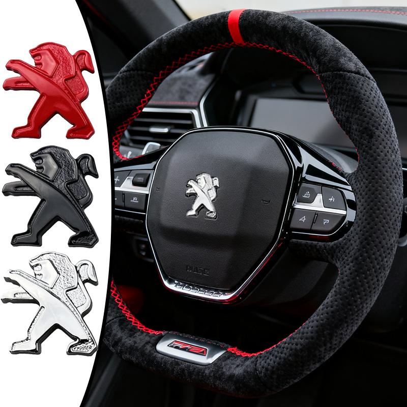 For Peugeot Logo 308 407 408 508 2008 3008 4008 5008 107 208 301 306 Alloy Car Steering Wheel Center Emblem Sticker Decoration