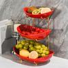 Фруктовница Фруктовая ваза Корзина для кухонной столешницы, Многоярусные керамические сервировочные миски с металлической подставкой, Красная ярусная фруктовая корзина для фруктов, овощей,