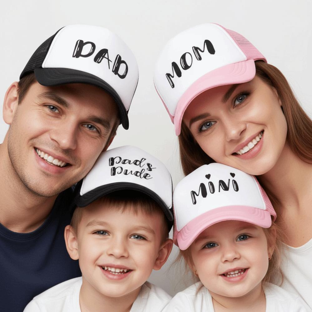 Кепка бейсболка с принтом DAD MOM MINI Семейная Кепки бейсболки из стираного хлопка и сетки Для мамы папы детей