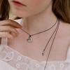 MERRYMOTIVE Crushed Heart and Black String Necklace
