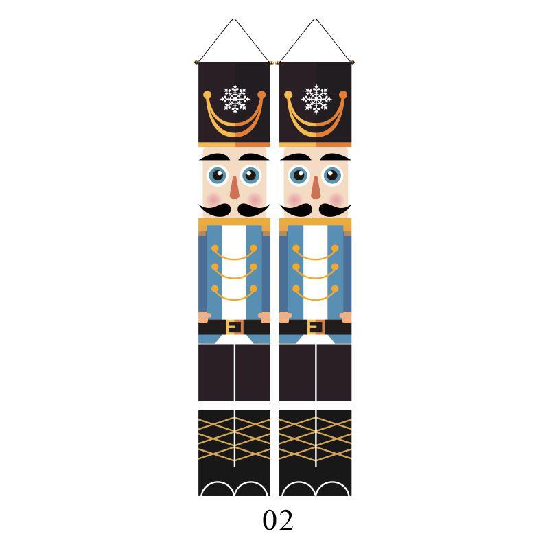 Festive Nutcracker Christmas Decoration Hanging Door Banner Soldier Character Porch Sign