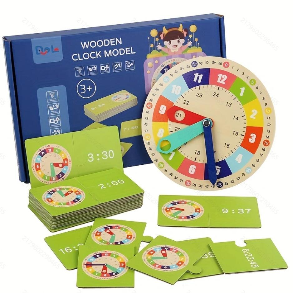 Montessori Wooden Children'S Multi-Functional Early Education Cognitive Clock Baby Enlightenment Cognitive Time Educational Toy