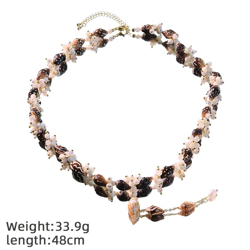 Natural Freshwater Pearl Conch Shell Pendant Necklace for Women Daily Wear Seashell Necklace Boho Beach Style Dainty Jewelry
