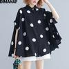 Plus Size Women Blouse Shirt Big Size Summer Casual Lady Tops Tunic Print Polka Dot Loose Female Clothes Batwing Sleeve