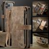 CaseMe-C30 Роскошный Премиум Кошелек из PU Кожи Чехол для iPhone17 16 15 14 13 Pro Max Многофункциональный Чехол-Кошелек на Молнии с Держателем для Карт Защитные Наклейки+Ремешок