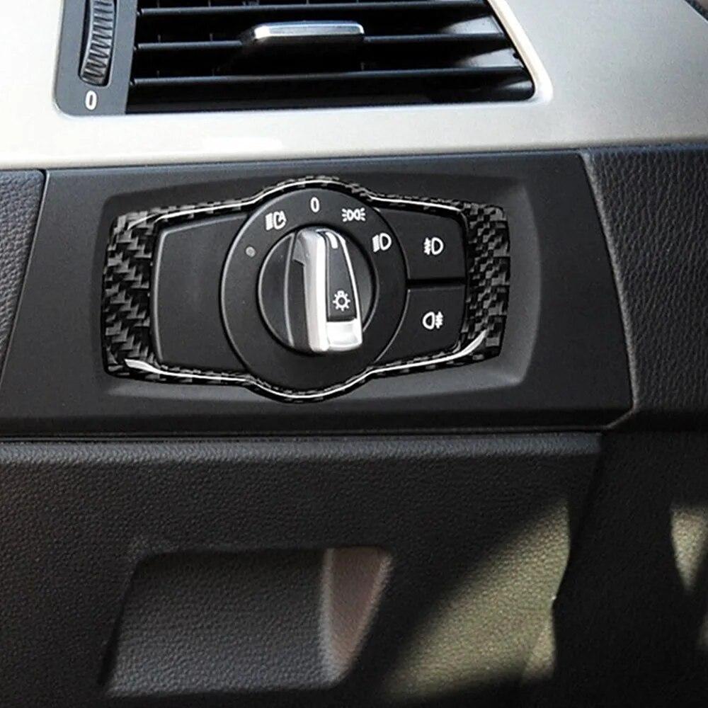 Карбоновый волокнистый автомобильный переключатель фар рамка отделка крышки наклейки высококачественный интерьер для BMW E90 E92 E93 3 серии автомобильные аксессуары