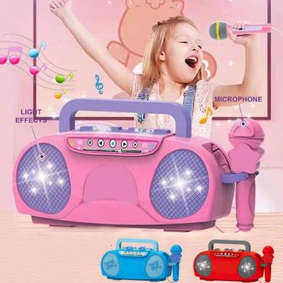 Детская поющая машина игрушка с микрофоном светодиодная подсветка для малышей мальчиков девочек многофункциональная мини-караоке-машина музыкальный проигрыватель игрушка