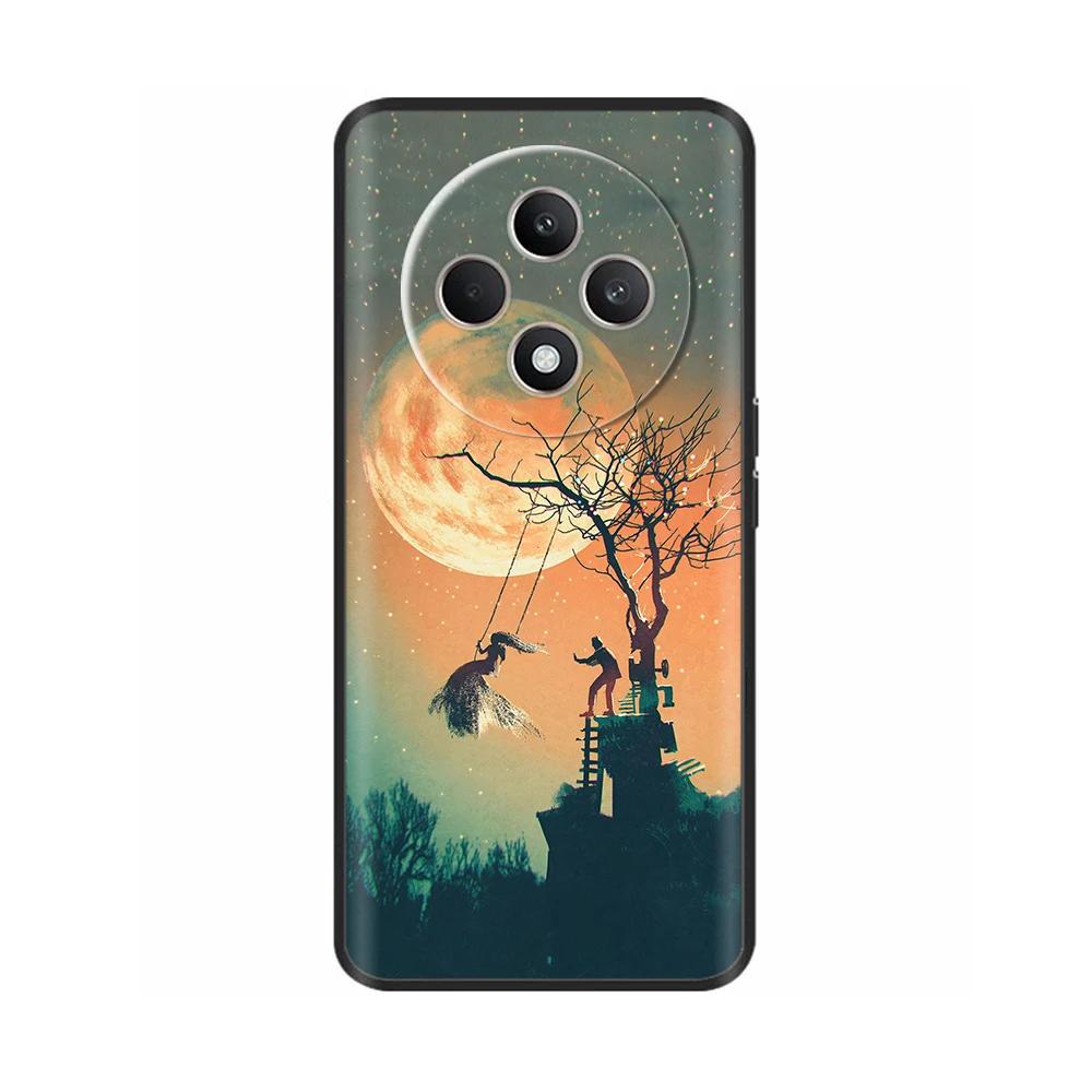 Чехол для Oppo Reno12 F CPH2687 Чехол Милое Сердечко Мягкий Черный Силикон Защитные Чехлы для Reno 12F Reno12F 5G 2024 Fundas