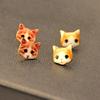 1 пара милых сережек-гвоздиков с рисунком кошки, изящная ручная работа