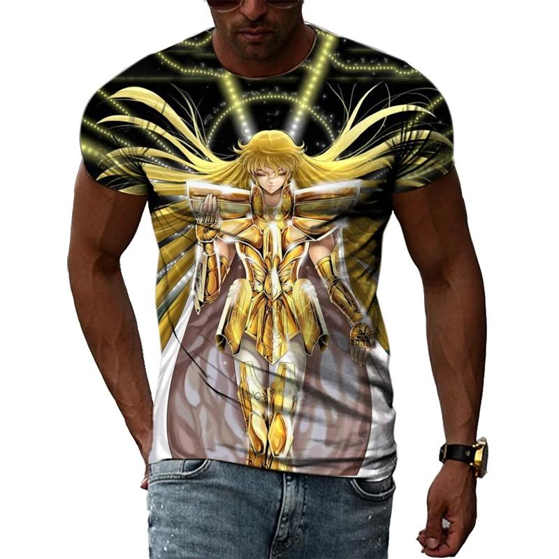 Мужская и женская футболка Golden Warrior Saint Seiya с 3D принтом и коротким рукавом, повседневная спортивная футболка, топ