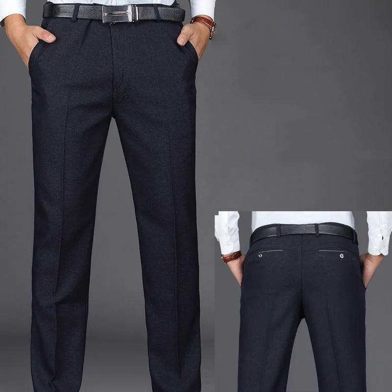 Men's Spring and Fall Straight Western Pants Middle-aged and Elderly Loose Casual Pants