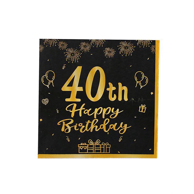 20 шт. Салфетки на 30-й, 40-й, 50-й, 60-й День Рождения Черно-Золотые Салфетки на Годовщину 'За 50 Лет!' Одноразовые Party Napkins