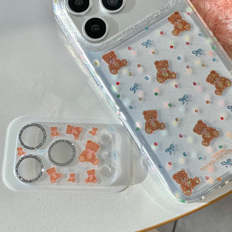 Korean Style Cute Blue Bow Bear Case for iPhone 17/16 Pro Max/15/14