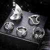 5PCS Geometric Charm Jewelry set Rings Set Whale Tail Waves/Turtle Finger Ring