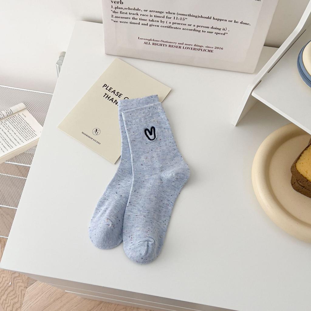 Love Embroidery Ideas Yarn Tube Socks Female Tide Spring And Autumn Internet Celebrity Korean Personality College Style Female Socks