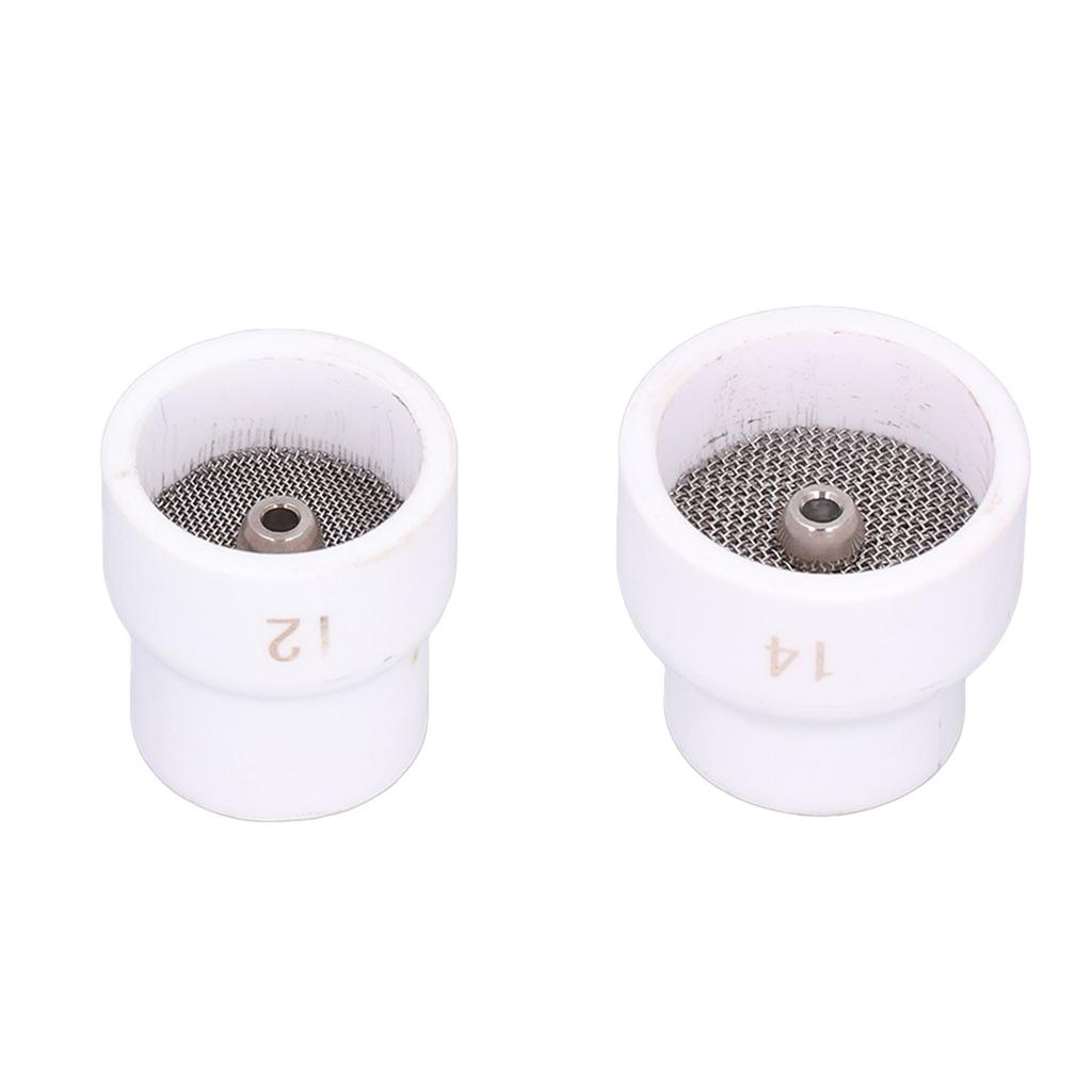 2Pcs TIG Welding Cup 12#/14# Ceramic Nozzle Accessory Set Kit for WP9/17/18/20/25/26(White )