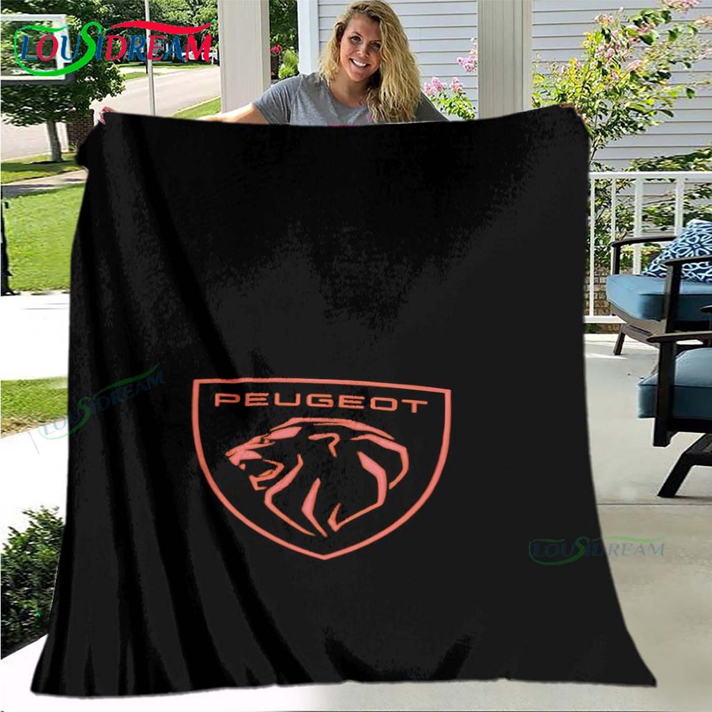 Fashion Car P-Peugeot Logo Blanket Flannel Throw Blanket For Home Bedroom Bed Sofa Picnic Office Hiking Leisure Nap Gift