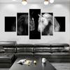 5 Panels Black and White Horse Posters and Prints Animal Canvas Painting Modern Home Decor Wall Art for Living Room NO FRAME