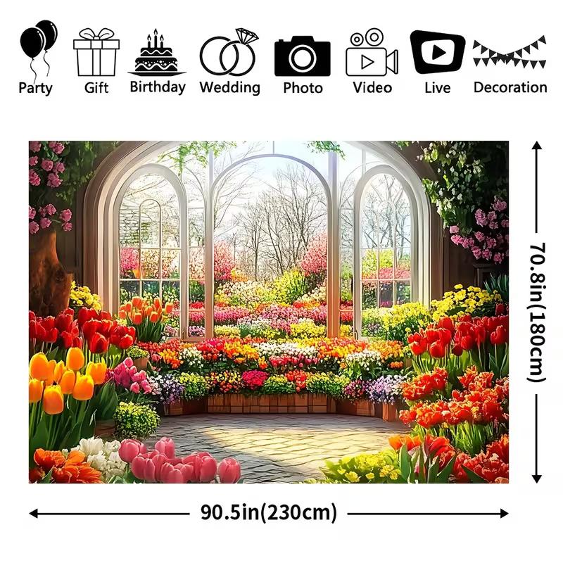 2D красочный фон-оранжерея с цветами для свадебной фотосессии
