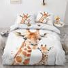 Забавный пододеяльник с жирафом Кинг 3 предмета Красочный комплект постельного белья с животными, Мягкий микрофибровый комплект пододеяльника с граффити и наволочками