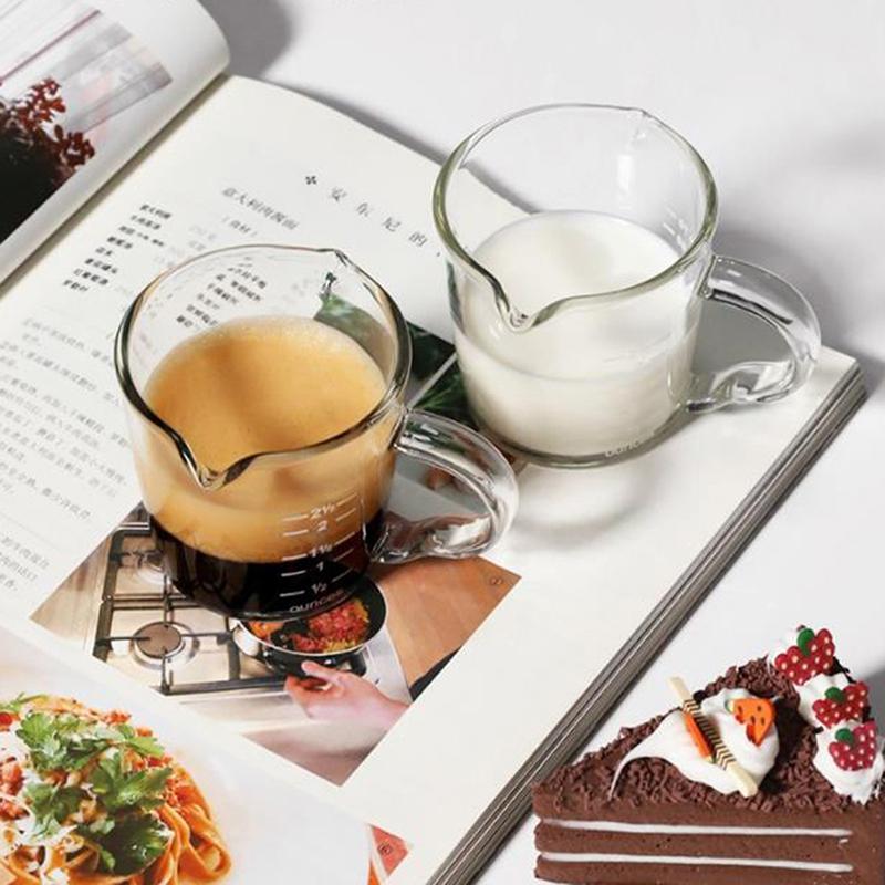 1 шт. 70/75 мл эспрессо стопка стакан двойной носик стеклянный мерный стакан термостойкая ручка прозрачная шкала вино молоко кофе мерный кувшин