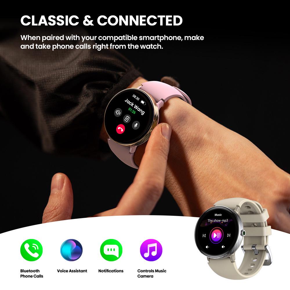 Женские умные часы Zeblaze Lily 2 с Bluetooth-звонками, 1,2-дюймовым AMOLED-экраном и двумя ремешками