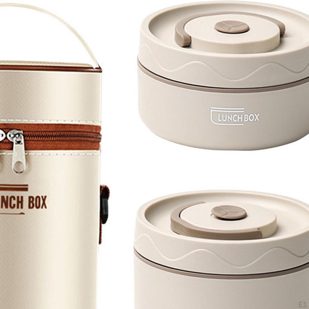 2 Pieces Insulated Lunch Boxlunch Box Meal Easy To Clean Lightweight Round Mess Tin