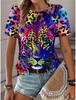 Summer T-shirt 3d Printing Color Leopard Pattern Graphic T-shirt Casual Short-sleeved Top Fashion O-neck T-shirt
