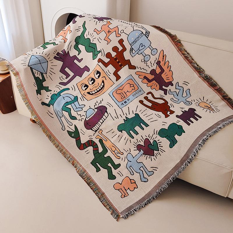 Граффити Диван Полотенце Полное Покрытие Ткань Ins Стиль Гостиная Ковер Влажный Коврик Для Пикника Кемпинг Одеяло Диван Чехлы Для Подушек