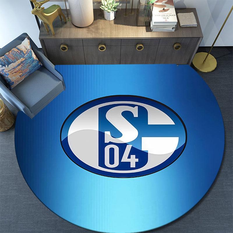 FC Schalke 04 pattern round rug,Carpet Rug for Living Room Bedroom Playroom ,Non-slip Floor Mat,Holiday Gifts and Birthday Gifts.