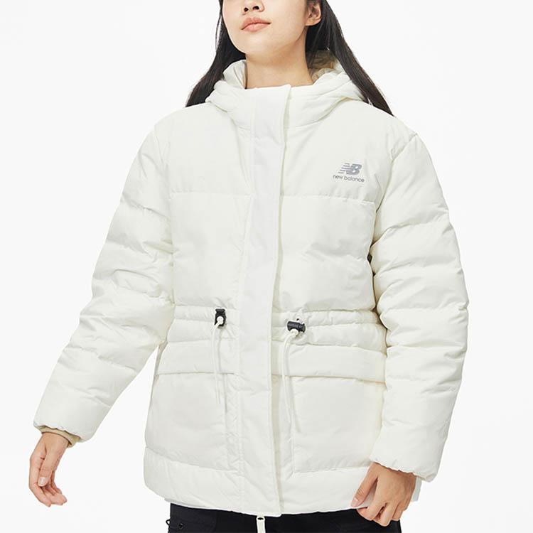New Balance Женские пуховики Белые С капюшоном Умеренные Другое AWJ13341-SST