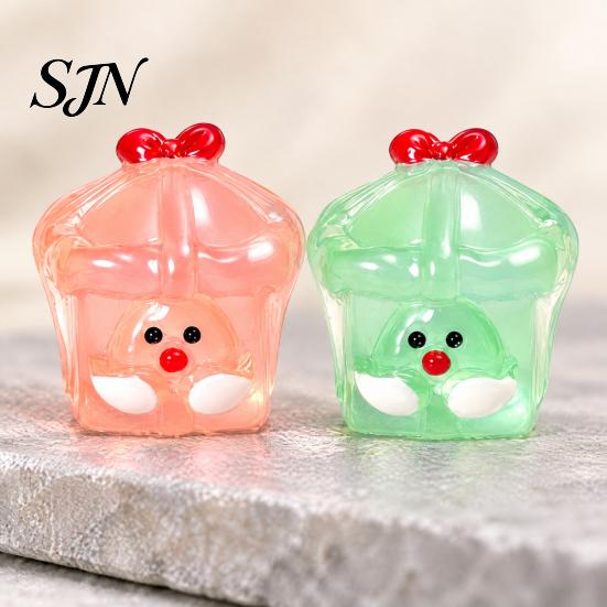 Unique Party Favor Gifts 12Pcs Glow in Dark Mini Christmas Gift Box Figurines, Luminous Elf Cute Desktop Decorations Ornaments, Tiny Statues for Micro