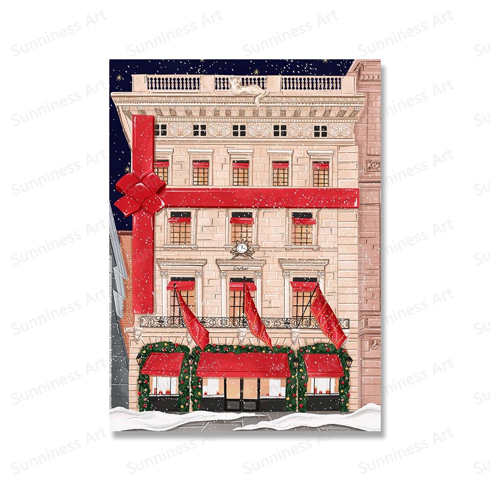 Рождественский подарок, путешествие, Лондон, Париж, Прага, настенная живопись на холсте, праздничные постеры для коттеджа и принты для гостиной, домашний декор