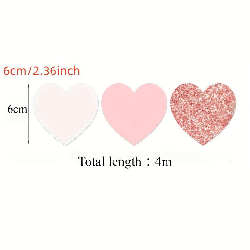 1pc Rose-Golden Pink White Party Decorations - Paper Heart Streamers Garland Galentines Valentines Day Decorations