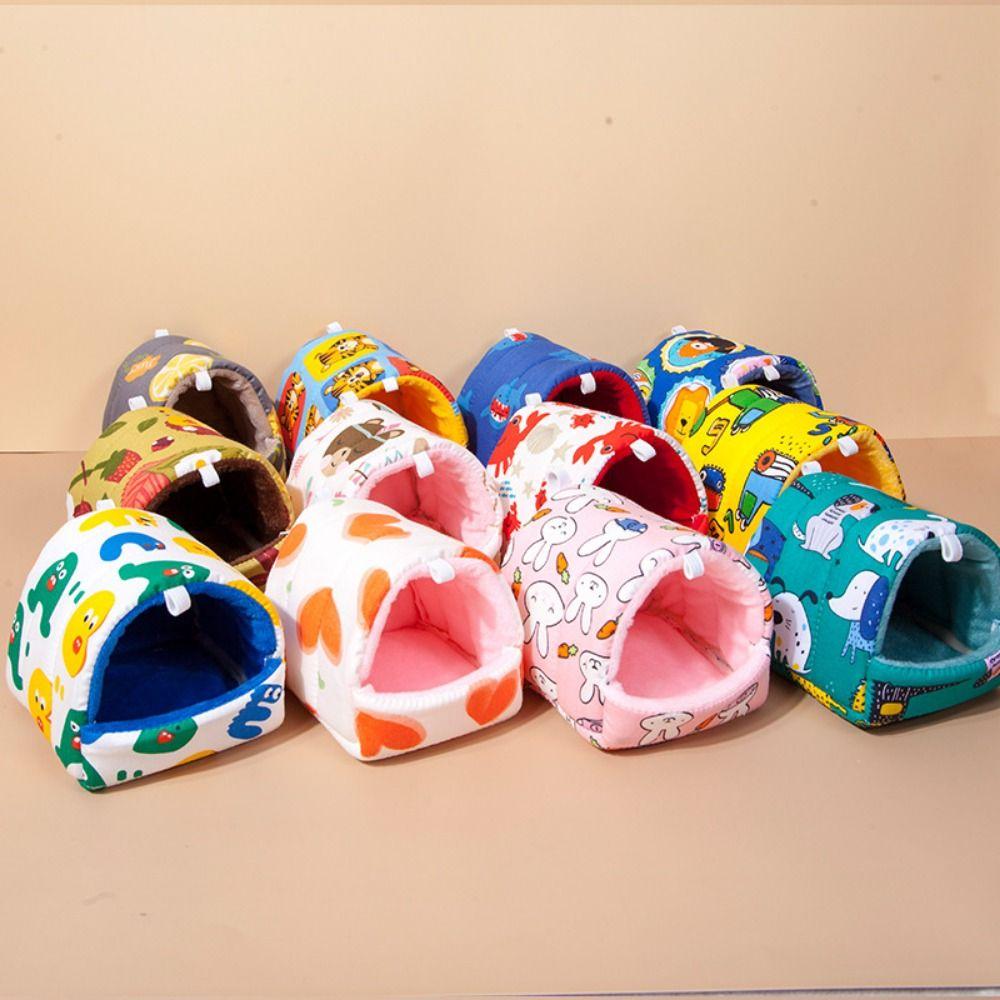 Warm Hamster Cotton Nest Cartoon Print Winter Hamster House Hanging Hamster Nest  Winter