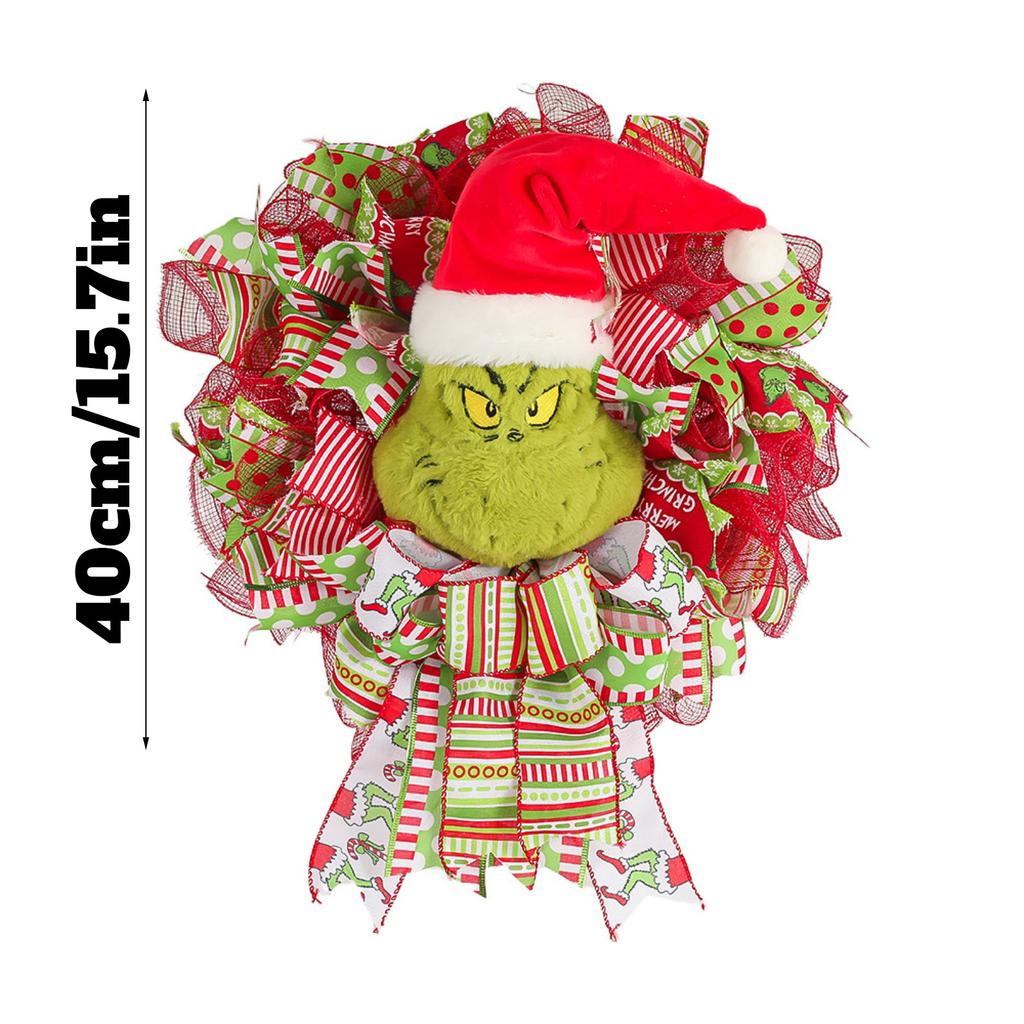 40см Рождественский Праздничный Венок Тканевый Плюшевый Декоративный Венок Подвеска на Дверь Подвеска на Стену