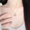 Оригинальное ожерелье Love Pink Diamond, женская легкая роскошная нишевая цепочка на ключицу из полого циркония в форме сердца из нержавеющей стали