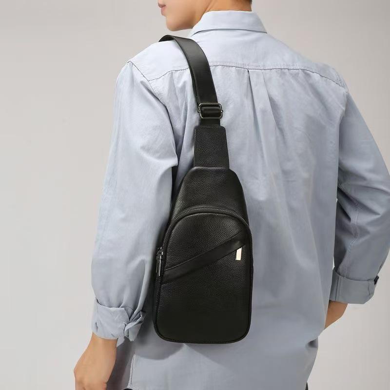 Мужская сумка кроссбоди через плечо из натуральной кожи - Корейский стиль, модный тренд, нагрудная сумка, бизнес, верхний слой коровьей кожи