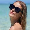 Сладкие И Крутые Горячие Девушки Черные Квадратные Солнцезащитные Очки Женские Высококлассные Чувственные Очки Для Круглого Лица Тонкие Очки Солнцезащитные Очки С Большой Оправой Тренд