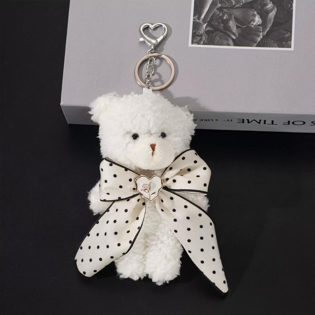 Creative Plush Cartoon Bear Sweet Bow Dot rose Personality Ribbon Chain Couple Sisters Accessories Bag Charm